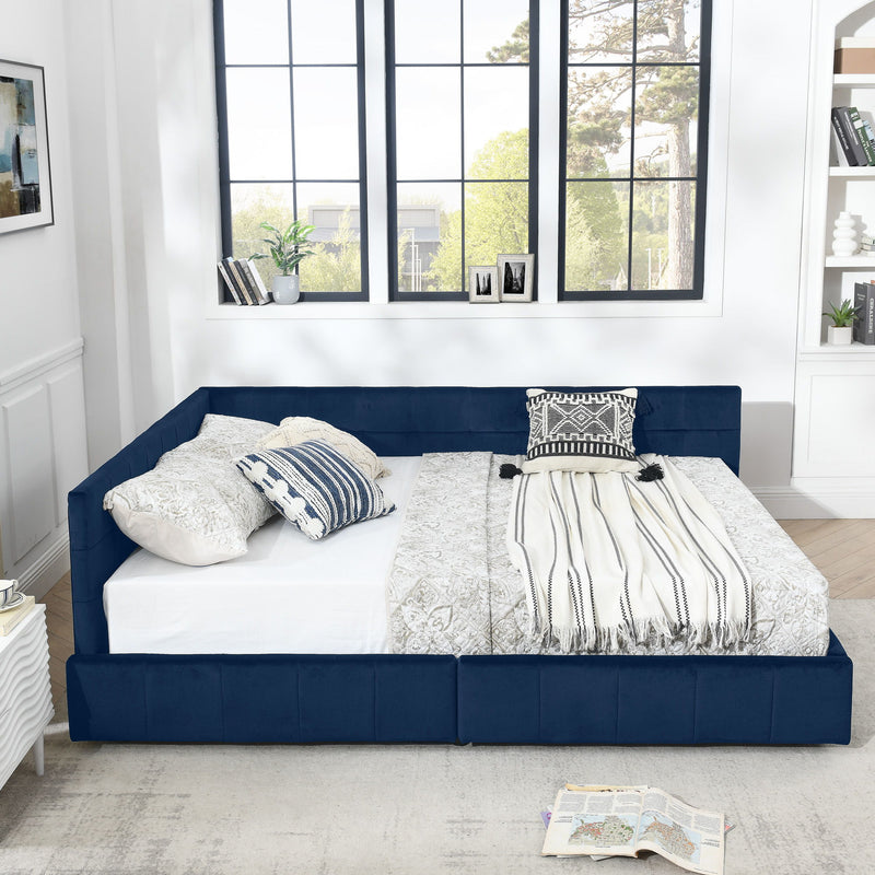 Upholstered Bed Frame With Tufted Backrest And Armrests