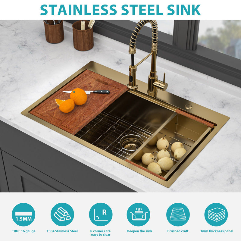 Drop In Kitchen Sink Stainless Steel 16 Gauge