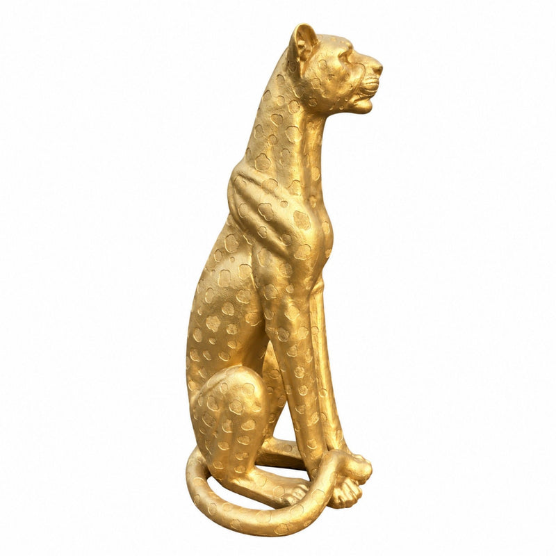 Leopard Statue, Animal Sculpture For Decor - Gold