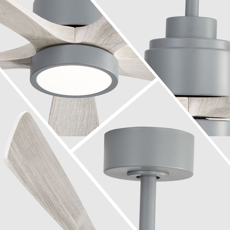 52" Ceiling Fan With Dimmable LED Light And 6 Speed Remote Control - Cement Gray