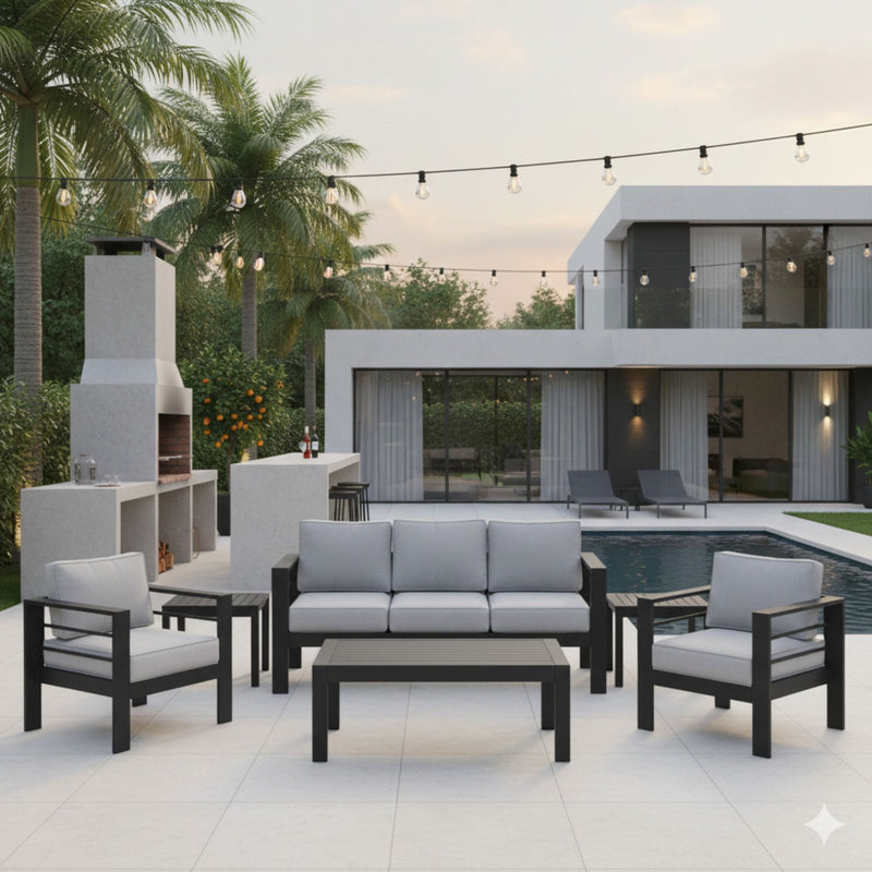 Outdoor Patio Set, All-Weather With Thick Cushions