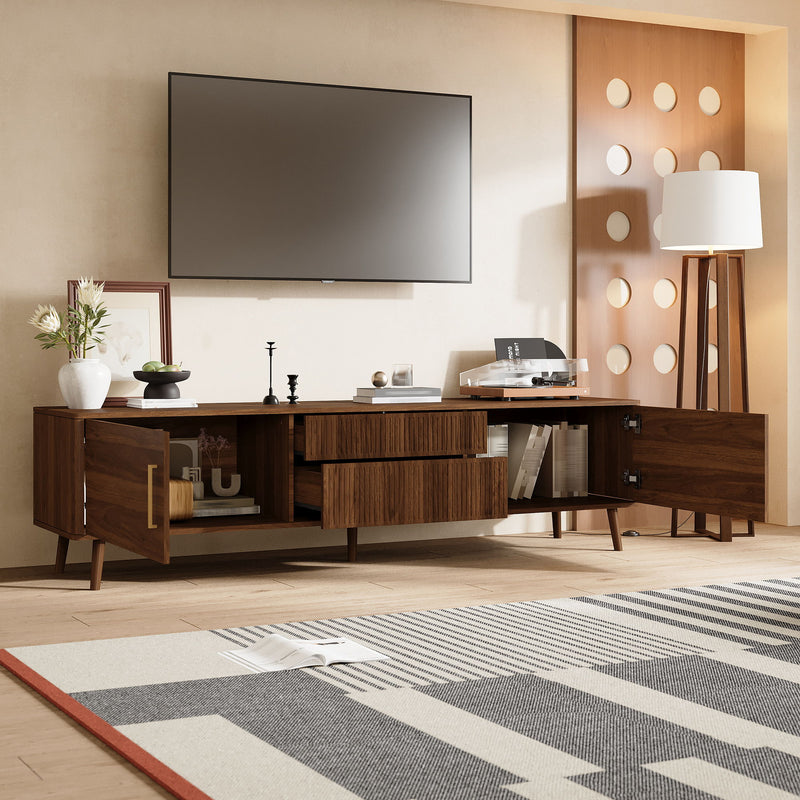 TV Stand With 2 Drawers, Media Console Table - Walnut
