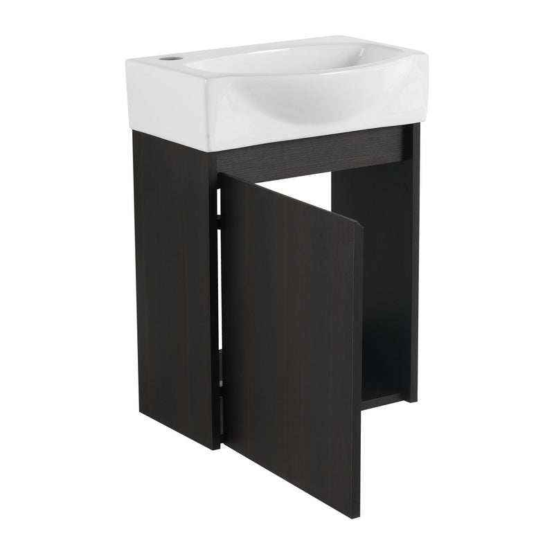 Modern Bathroom Vanity With Ceramic Basin, Wall Mounted Floating Sink Combo, Storage Cabinet