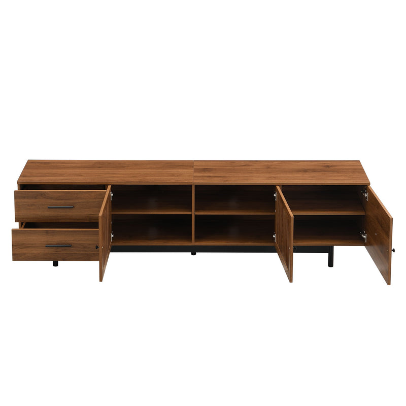 TV Stand, Media Console With 2 Drawers, Soft Closing Hinges, Adjustable Shelves - Walnut