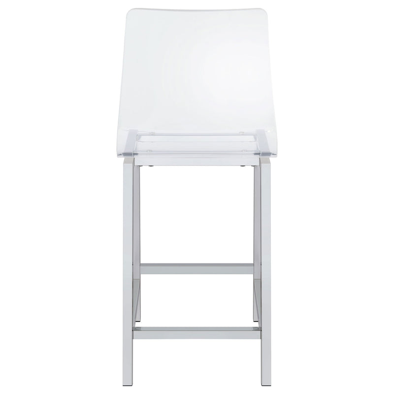Counter Height Stools With Curved Back Design (Set of 2) - Clear