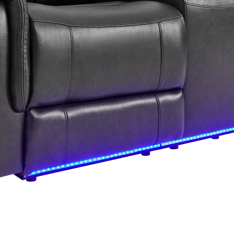 Ian - Power Reclining Sofa With LED Lighting, Surround Sound & Subwoofer - Charcoal