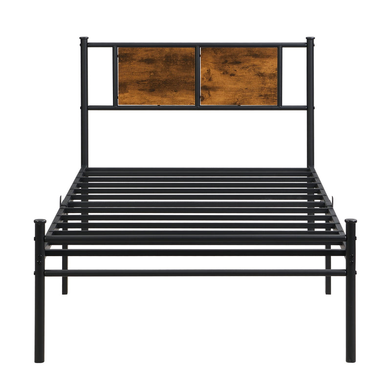 Modern Metal Bedframe With Headboard, Durable Steel Structure