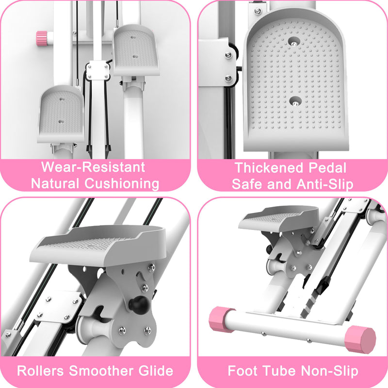 Stair Stepper With Resistance Home Upgrade Vertical Climber Workout Machine For Full Body Exercise - Pink