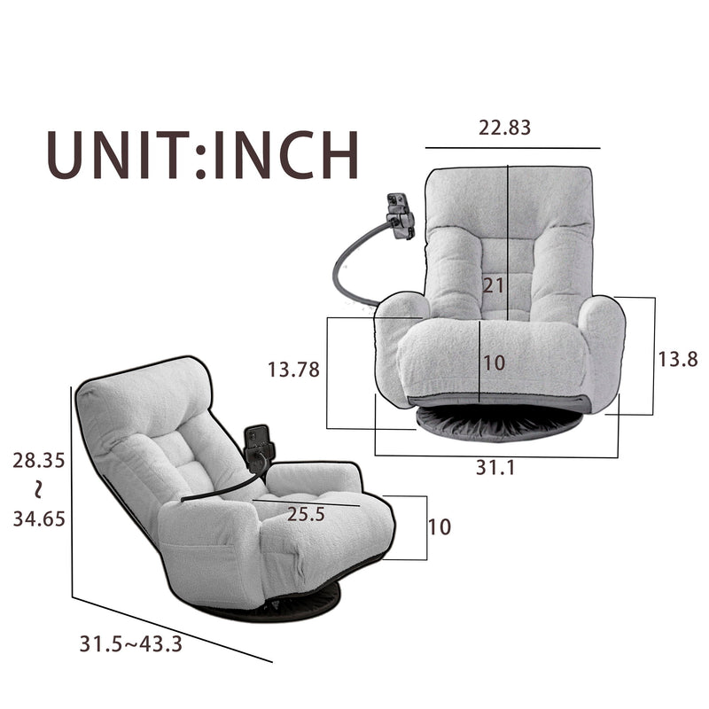 Adjustable Swivel Lounge Chair With 360 Degree Rotating Seat And Headrest Support
