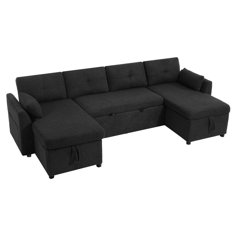 U-Shaped Sectional Sofa Bed With Storage And USB Ports