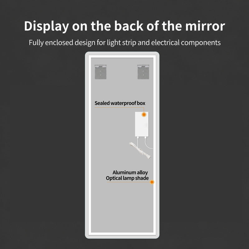 LED Full Length Mirror With Frosted Edge Lighting, 3 Color Temperatures