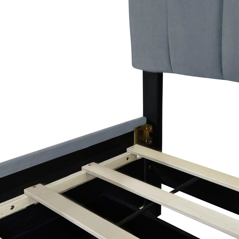 Platform UpholsteredBed With 2 Drawers And Twin Long Trundle