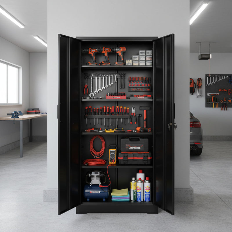 Ironclad - Storage Cabinet With Locking Doors And 4 Adjustable Shelves