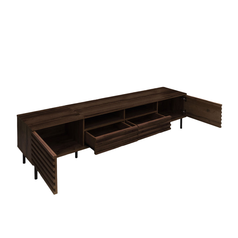 TV Stand For TVs Up To 85" With Closed Storage, Soft Closing Hinges - Walnut