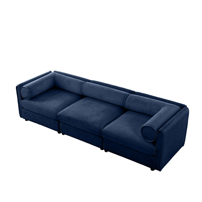 Stylish Sofa With Storage Seat And Cylindrical Backrest