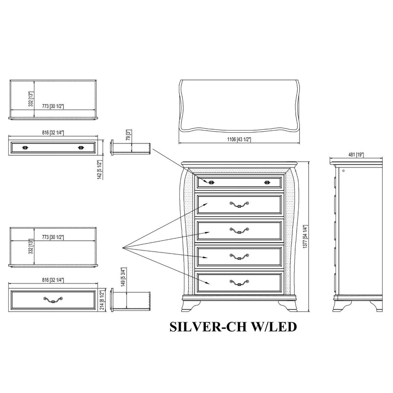 Aurelia - 5 Piece Bedroom Set With LED Light