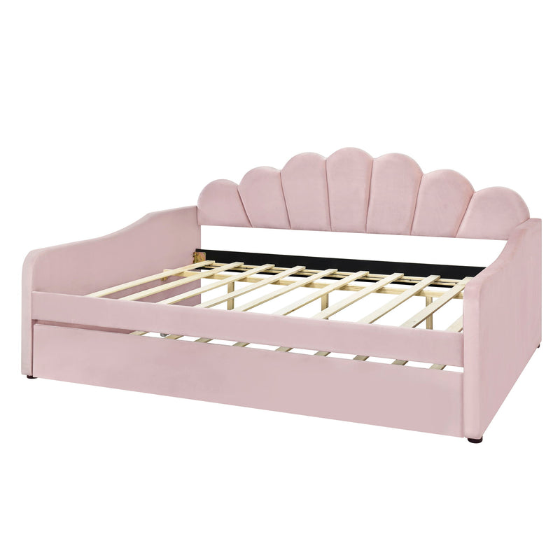 Upholstery Daybed Frame With Shell Shaped Backrest