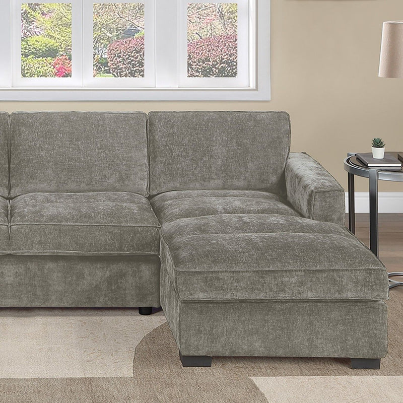 U - Sectional Sofa Upholstered LAF / RAF Chaise With Armless Loveseat And Chairs - Light Brown