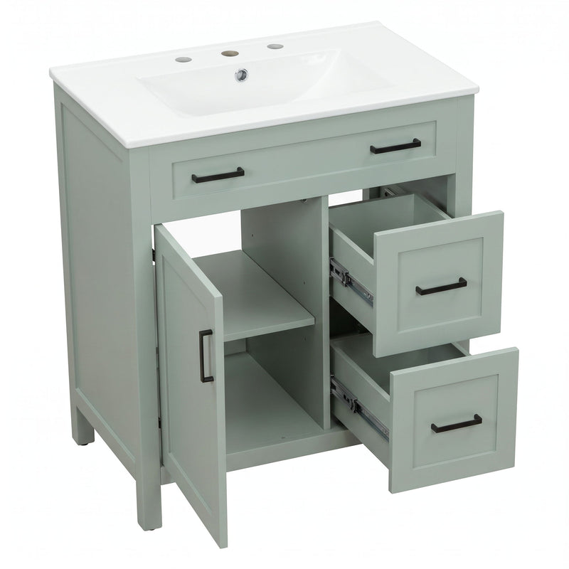 Bathroom Vanity With Sink, 2 Soft Close Drawers, 1 Soft Close Door, Adjustable Shelf