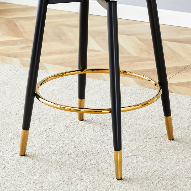 Upholstered Rotatable Bar Chair With Metal Legs For Dining Room