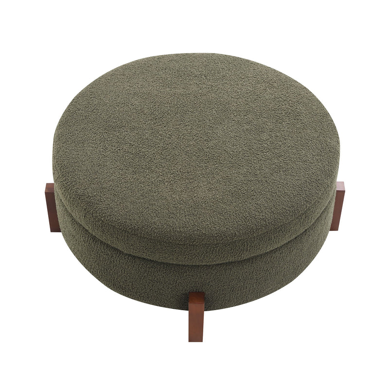 Round Storage Ottoman, Footrest Stool For Living Room