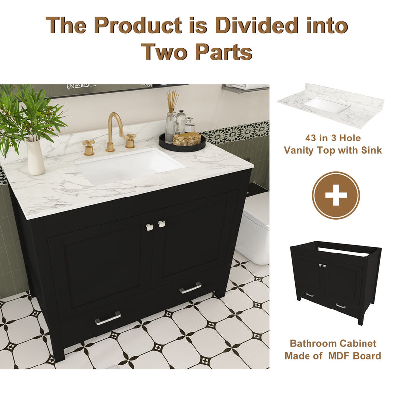 Bathroom Vanity Set, Sink And Faucet Holes Included - Black