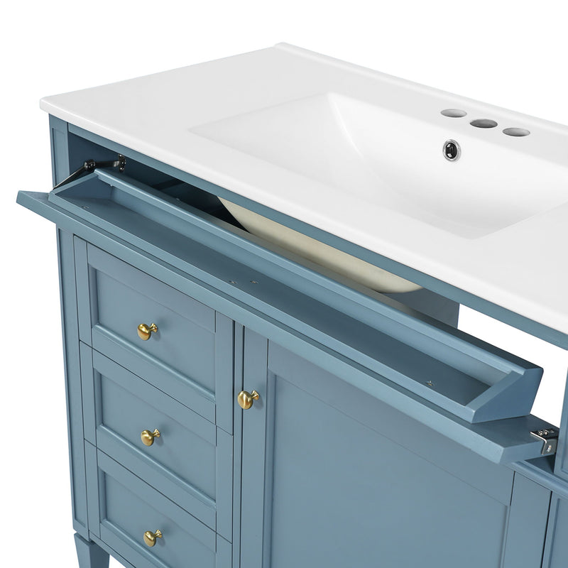 Bathroom Vanity With Top Sink, 2 Drawers And Tip Out Drawer