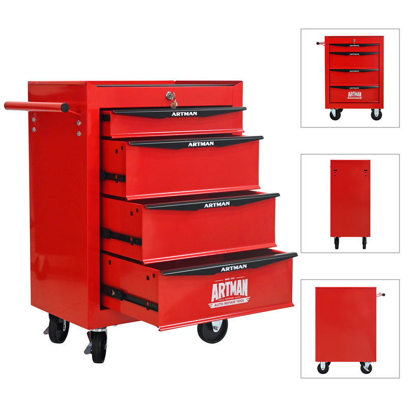 Rolling Metal Tool Chest With Drawers, Steel Storage Cabinet With Ball Bearing Slides