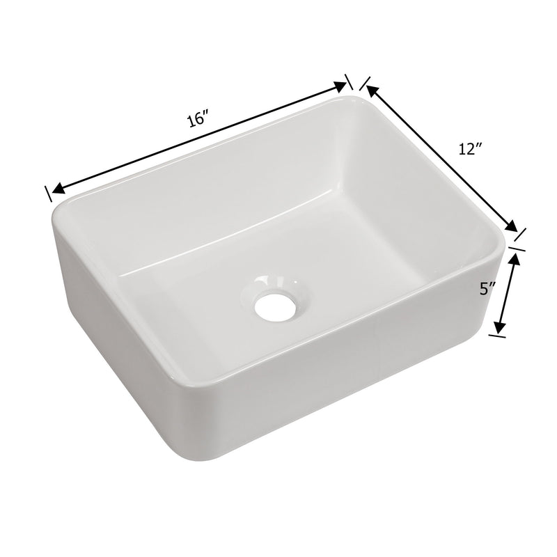 Sleek Ceramic Rectangular Vessel Bathroom Sink