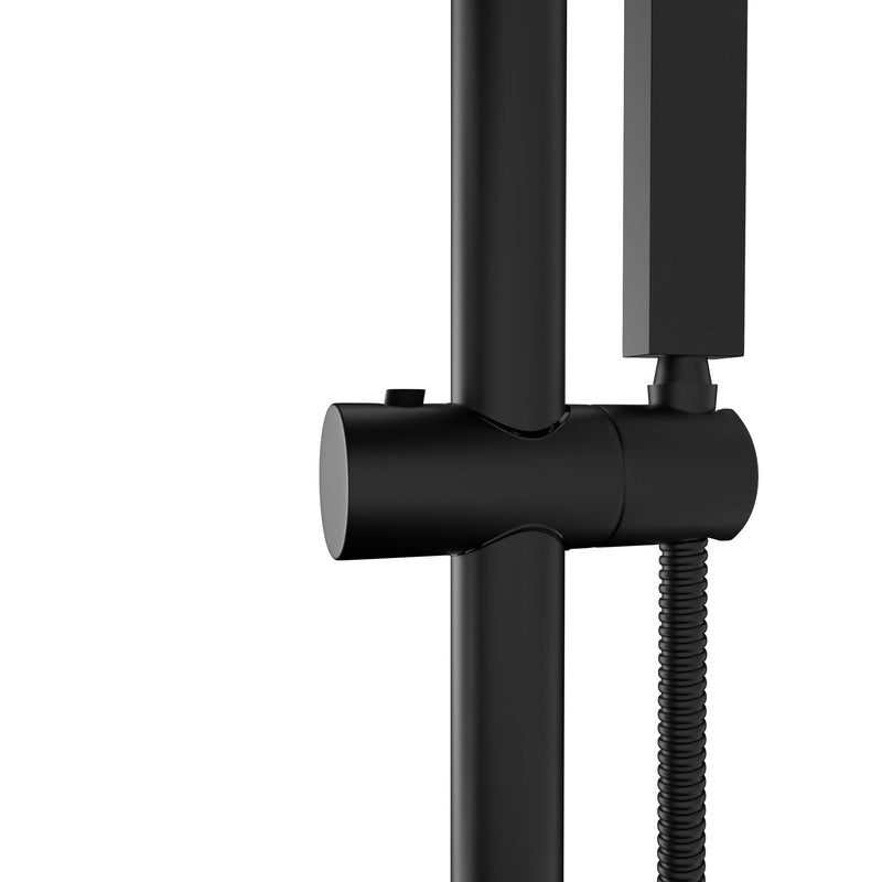 Wall Mounted Shower System With Adjustable Slide Bar And Rough In Valve - Matte Black