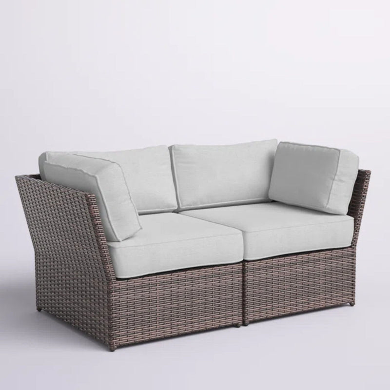 Outdoor Wicker Loveseat With Cushions Patio Seating Wicker - Brown
