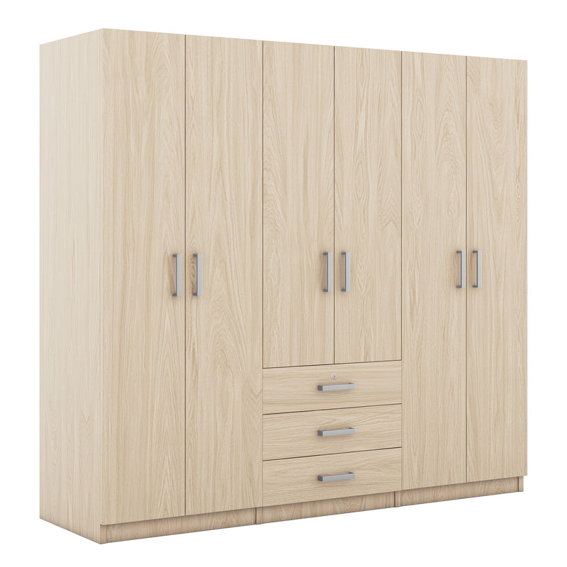 6 Doors Wardrobe Storage For Bedroom, With Big Drawers