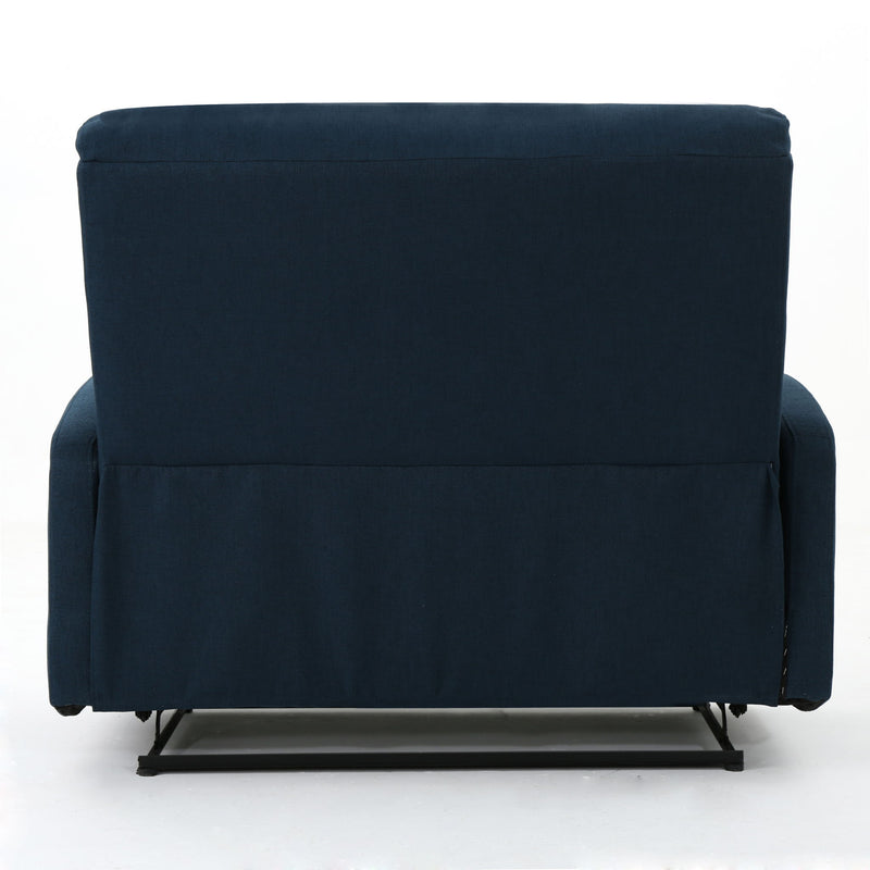 Alma - Contemporary Upholstered Loveseat Recliner - Navy Blue
