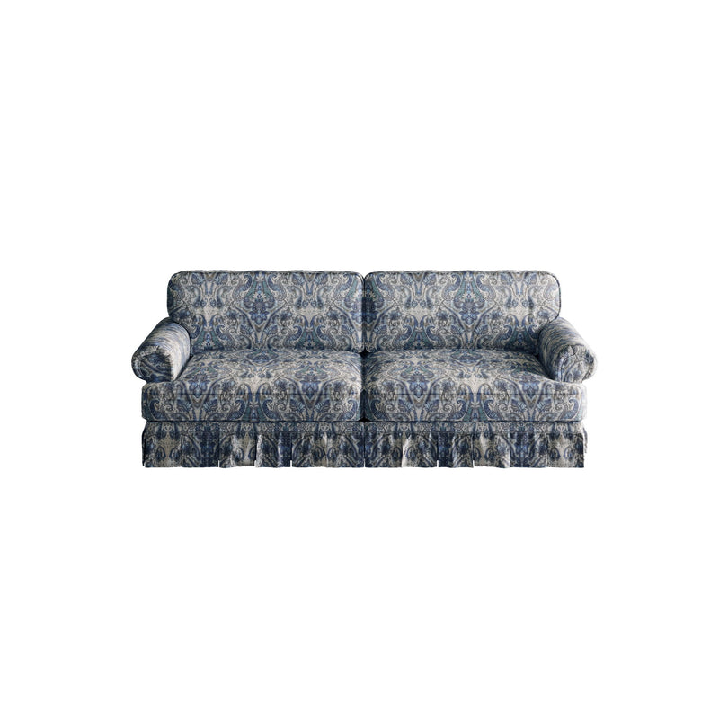 Luxuriously Comfortable Cloud Couch With Elegant Rolled Arms & Pleated Skirt Design