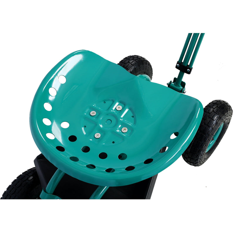 Rolling Garden Scooter Cart Seat With Wheels, 360 Swivel Seat, Tool Tray