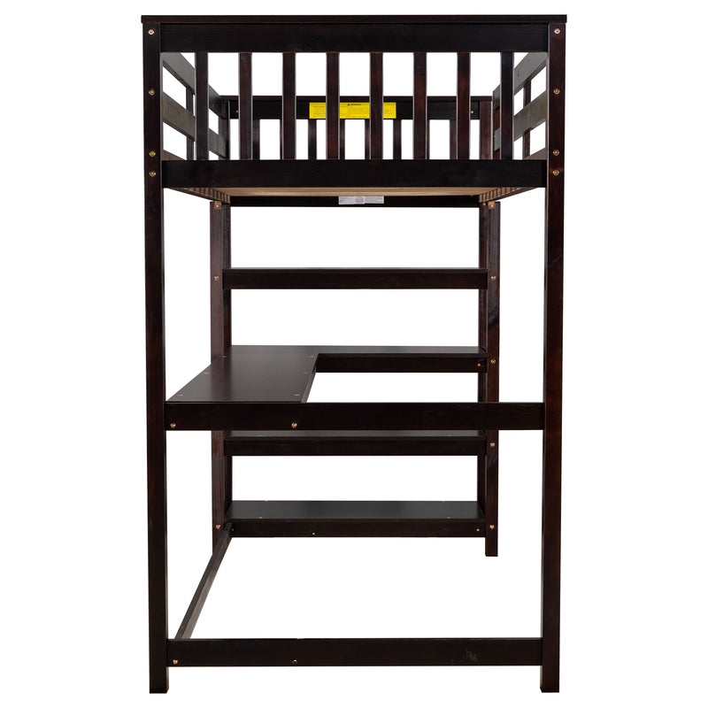 Loft Bed With Storage Shelves And Under Bed Desk