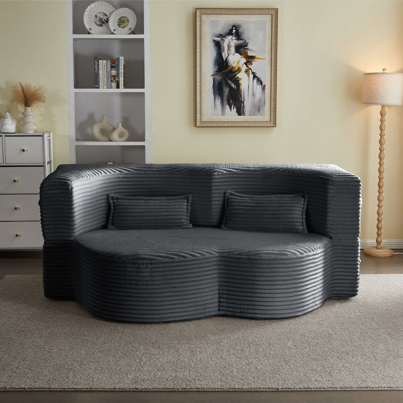 Floor Convertible Sleeper Sofa Bed With 2 Pillows