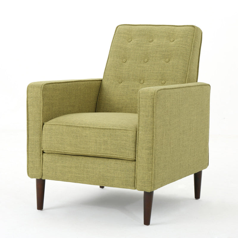 Mid-Century Modern Recliner With Button Tufted Waffle Stitch