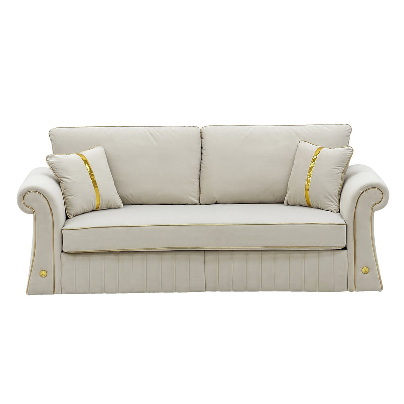 Sofa With Rolled Arms, 3 Seater Couch, Living Room Accent