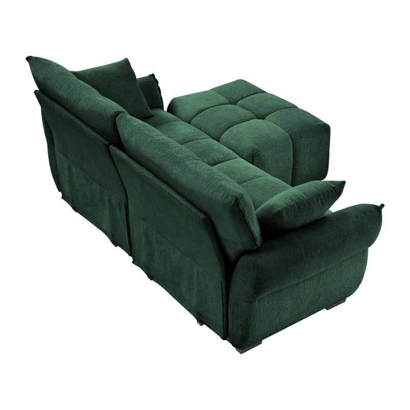 Sofa Set With Ottoman And Pillows, Textured, High Resilience Cushions