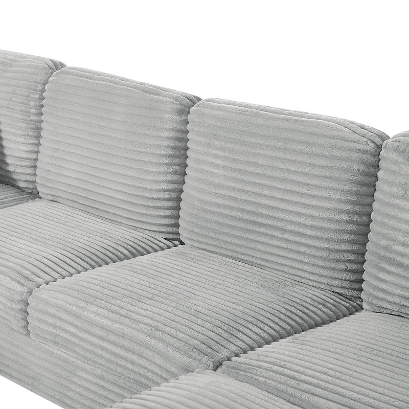 Upholstered U-Shaped Sectional Sofa With Movable Ottoman And Side Storage Pockets