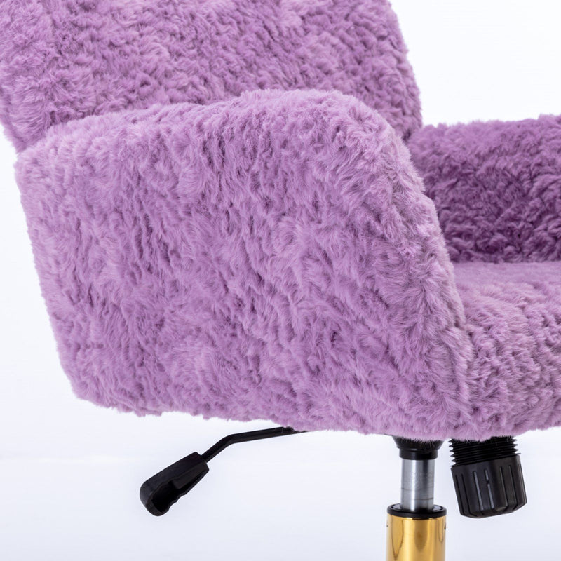 Office Chair, Artificial Rabbit Hair Home Office Chair With Metal Base, Adjustable Desk Chair Swivel Office Chair, Vanity Chair
