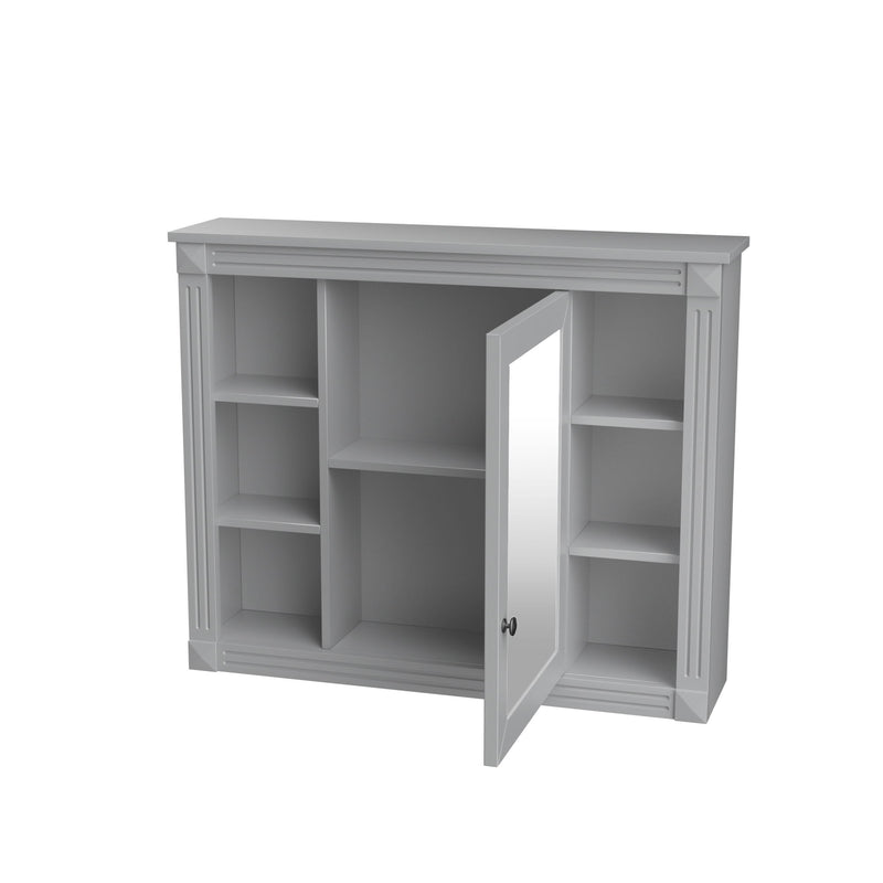 Wall Mounted Bathroom Storage Cabinet With Mirror, Cabinet With 6 Open Shelves And Adjustable Interior