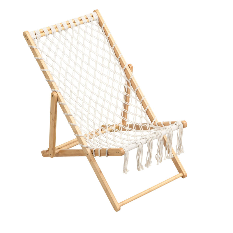 Bamboo Weaving Chair Set With Handwoven Rope For Patio And Living Spaces - Natural