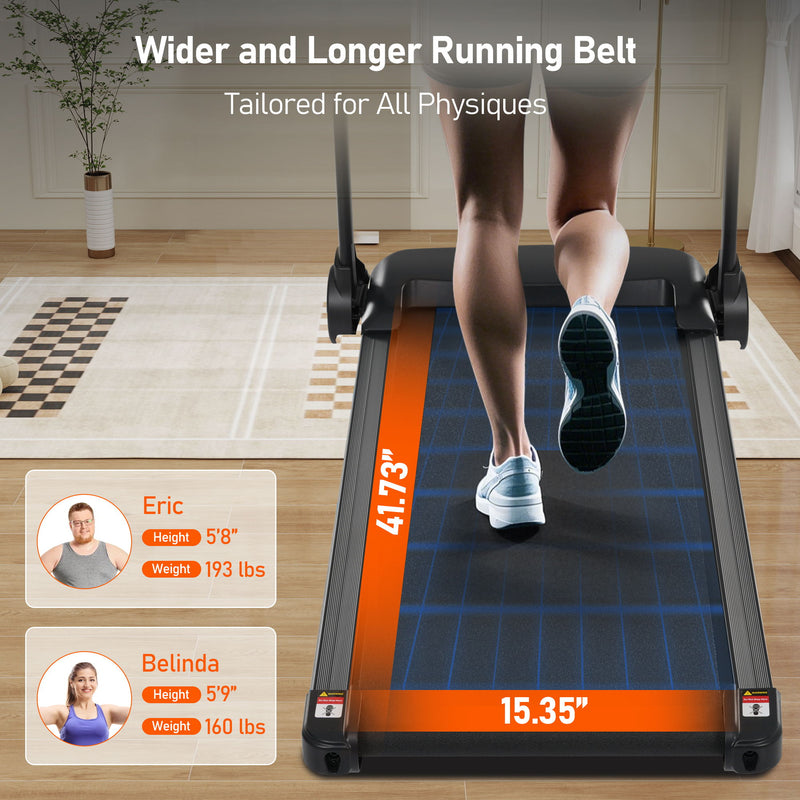 Folding Treadmills For Home Small, 3.0Hp Portable, 10Mph Walking Pad With Incline, Bluetooth, Heart Rate Sensors, Charge Station - Black