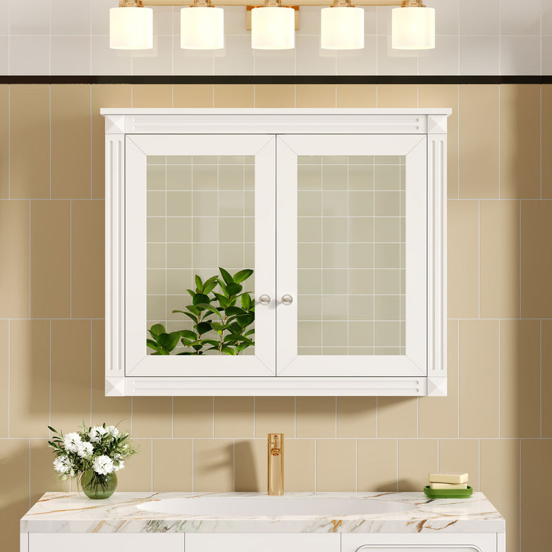 Wall-Mounted Medicine Cabinet With 2 Mirrors, Adjustable Shelves