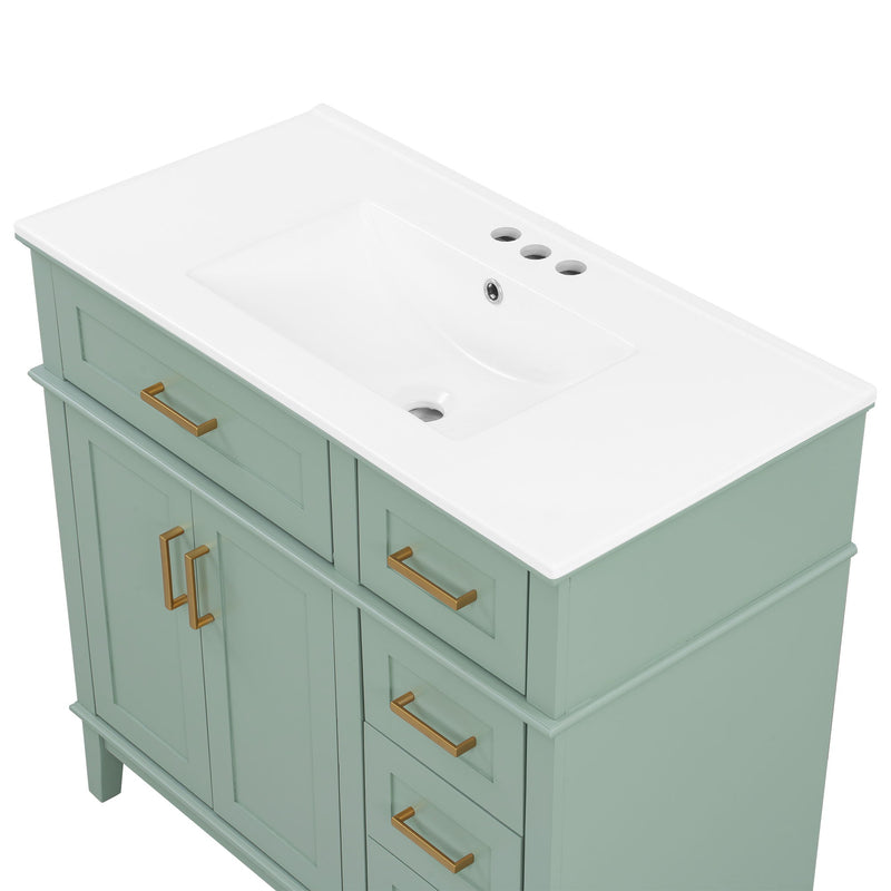 Bathroom Vanity With Sink, Soft Close Doors, 4 Storage Drawers
