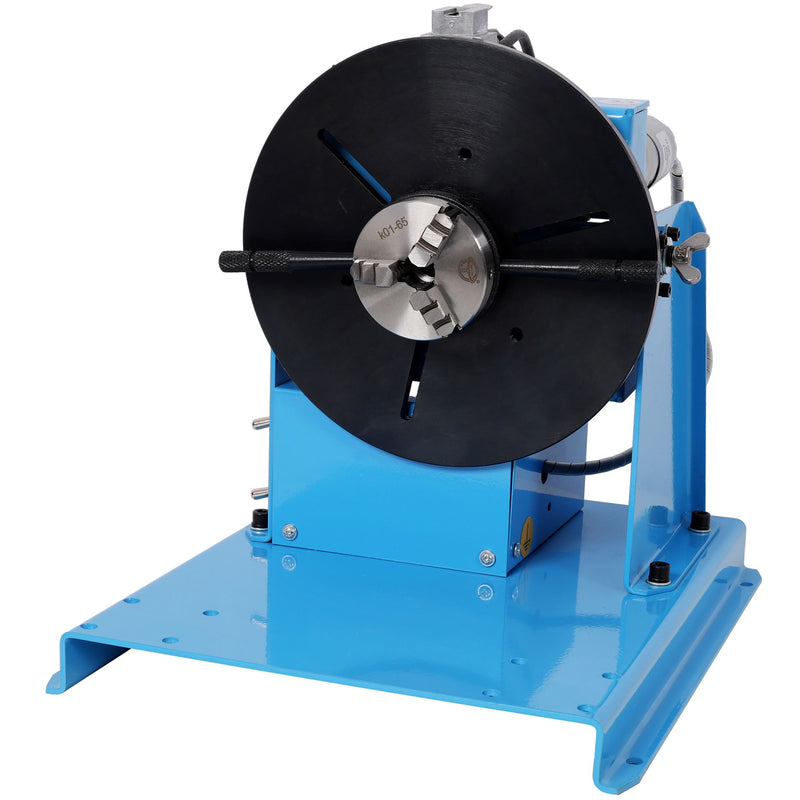 Portable Rotary Welding Positioner With 3 Jaw Lathe Chuck, 0 - 90° Turntable - Blue