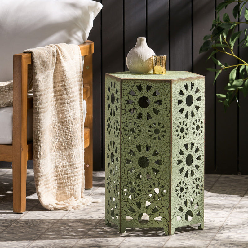 Galore - Side Table With Sunburst Cut Out Design
