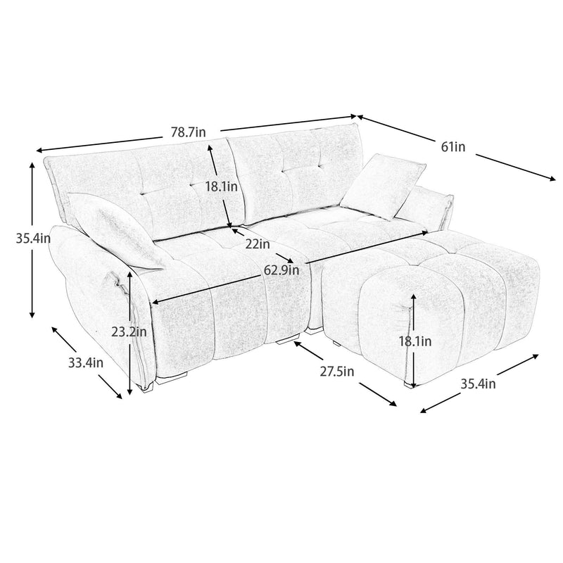 Sofa Set With Ottoman And Pillows, Textured, High Resilience Cushions